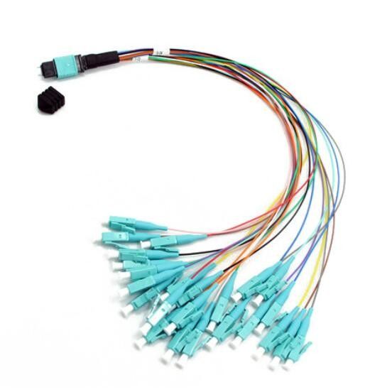 Fibre MPO optique, 0.9mm MPO de millimètre du noyau OM3 24 au câble de fibre de LC