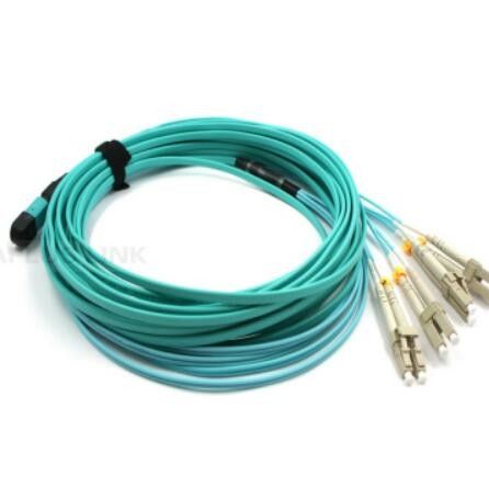 8 le connecteur de fibre du noyau MPO, 50um Om3 MPO à la correction de LC attachent l'Aqua de LSZH