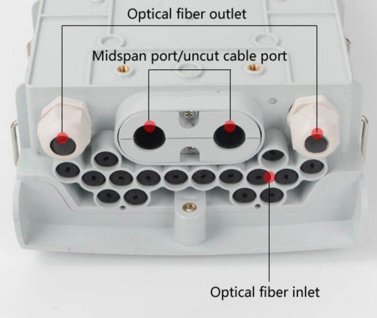Port extérieur optique de Ftth 2 Inlet+Mid-Span de mur de fibre de corps de boîte, débouché 16 pour des câbles d'interface